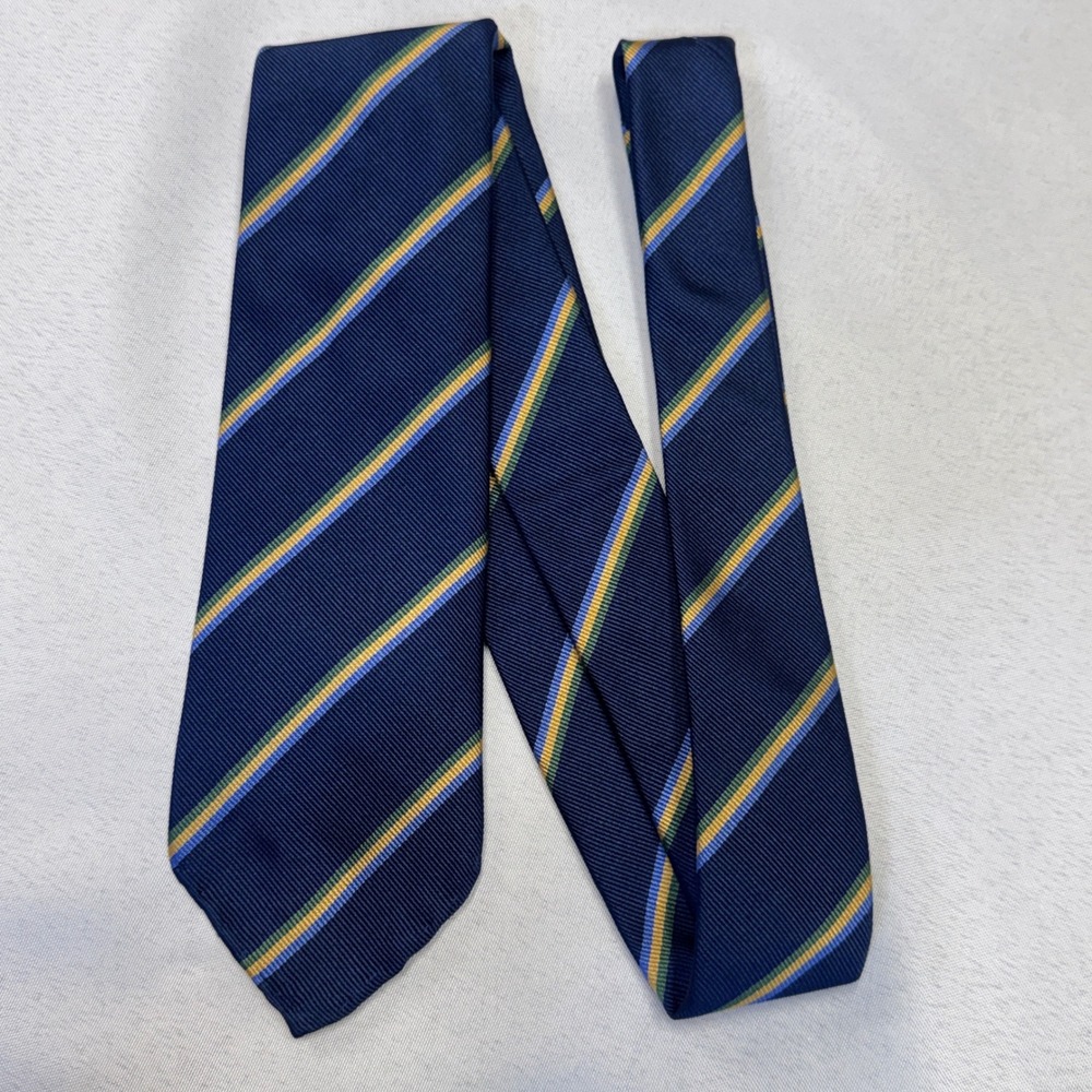 Sid Mashburn Silk Necktie Mens OS Navy Blue Striped Preppy Ivy League Dapper